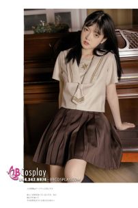 Đồng Phục Nữ Sinh Nhật Seifuku Cafe Sữa Ngắn Tay