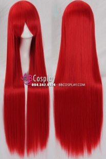 Tóc Giả Đỏ Rực Đỏ Dài 100Cm