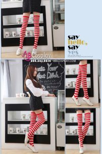 Vớ Sọc Đỏ Trắng Nữ Sinh Phong Cách Manga