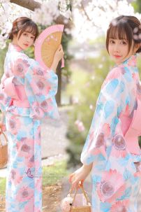 Áo Yukata Mùa Hè Xanh Tặng Kèm Thắt Lưng