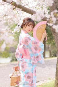 Áo Yukata Mùa Hè Xanh Tặng Kèm Thắt Lưng