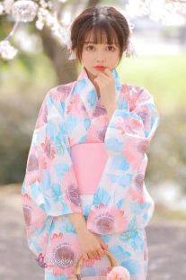 Áo Yukata Mùa Hè Xanh Tặng Kèm Thắt Lưng