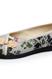 Hài Vải Hán Phục Nữ In Hoa - Xanh Rêu