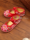 Hài Vải Trẻ Em Đỏ Thêu Hoa Size 31