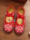 Hài Vải Trẻ Em Đỏ Thêu Hoa Size 31