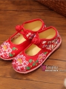 Hài Vải Trẻ Em Đỏ Thêu Hoa Size 31