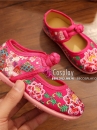 Hài Vải Trẻ Em Đỏ Thêu Hoa Size 31