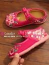 Hài Vải Trẻ Em Đỏ Thêu Hoa Size 31