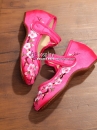 Hài Vải Trẻ Em Hồng Thêu Hoa Size 32