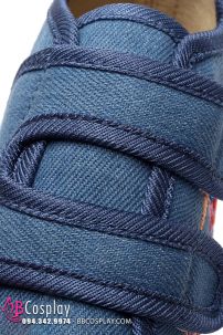 Hài Vải Trẻ Em Xanh Thêu Hoa Size 33