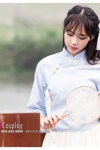 Hán Phục Cách Tân Cá Chép Áo Xanh Váy Kem