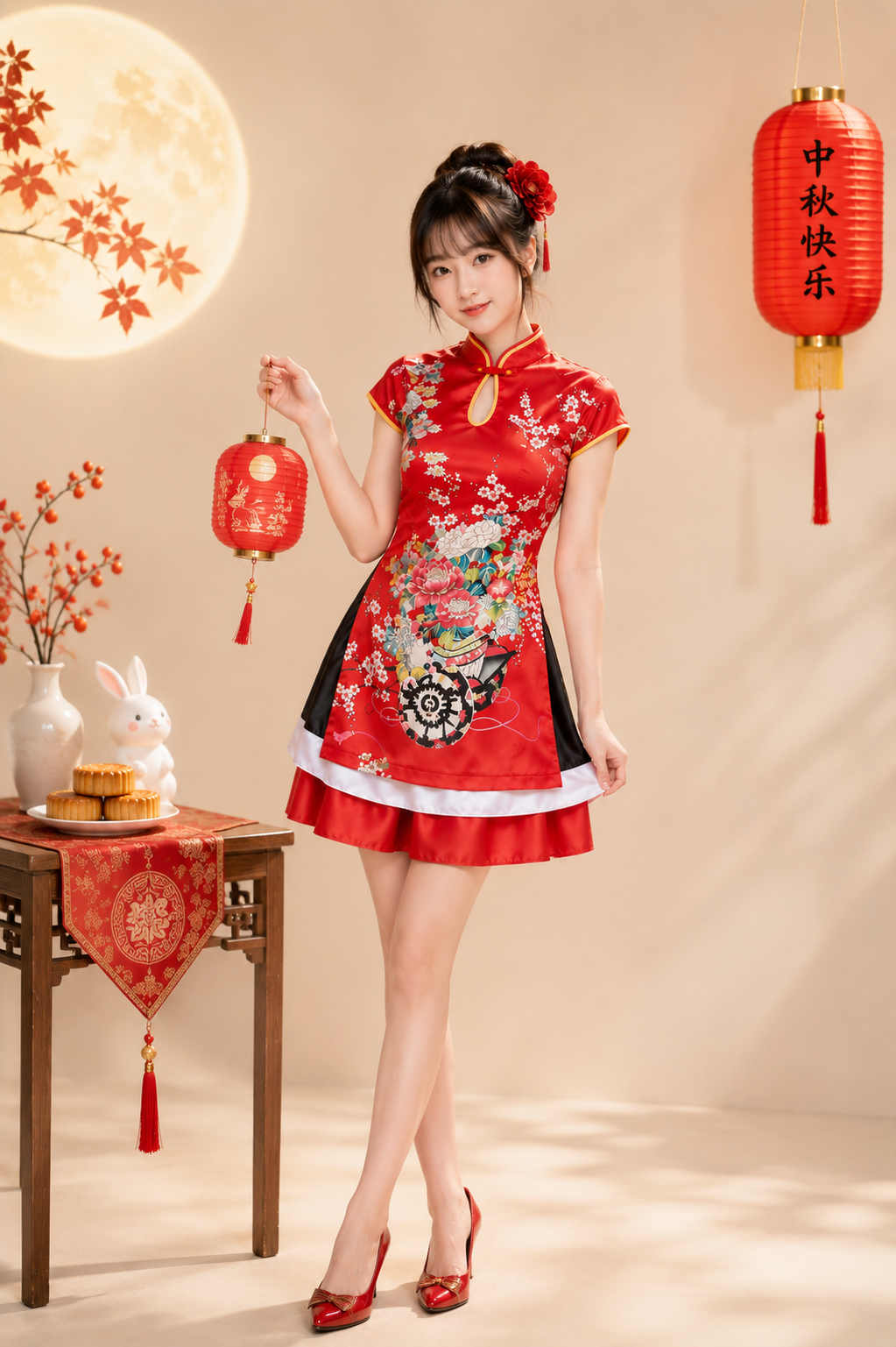 Qiloli Đỏ Phi Cổ Giọt Có Tay