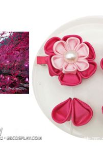 Kanzashi Hồng Cài Tóc Nhật Bản - Hoa Hồng