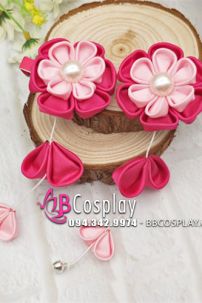 Kanzashi Hồng Cài Tóc Nhật Bản - Hoa Hồng