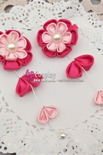 Kanzashi Hồng Cài Tóc Nhật Bản - Hoa Hồng