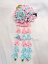 Kanzashi Hồng Tím Cài Tóc Nhật Bản Xanh Hồng Pastel - Lớn