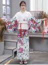 Kimono Yukata Nhật Bản Trắng Hoa Hiện Đại