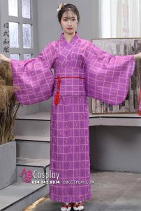 Yukata Nhật - Kimono Tím Sữa Hiện Đại