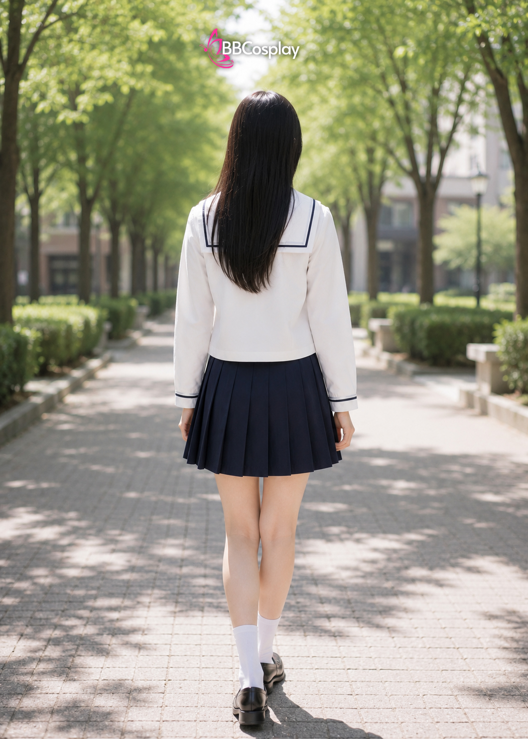 Đồ Seifuku Nữ Sinh Nhật Bản Hoa Tuyết - Cổ Áo Xanh