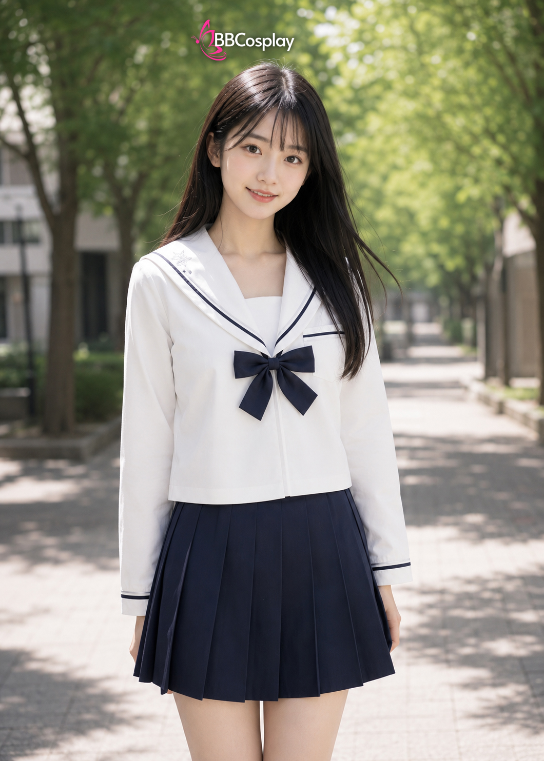 Đồ Seifuku Nữ Sinh Nhật Bản Hoa Tuyết - Cổ Áo Xanh