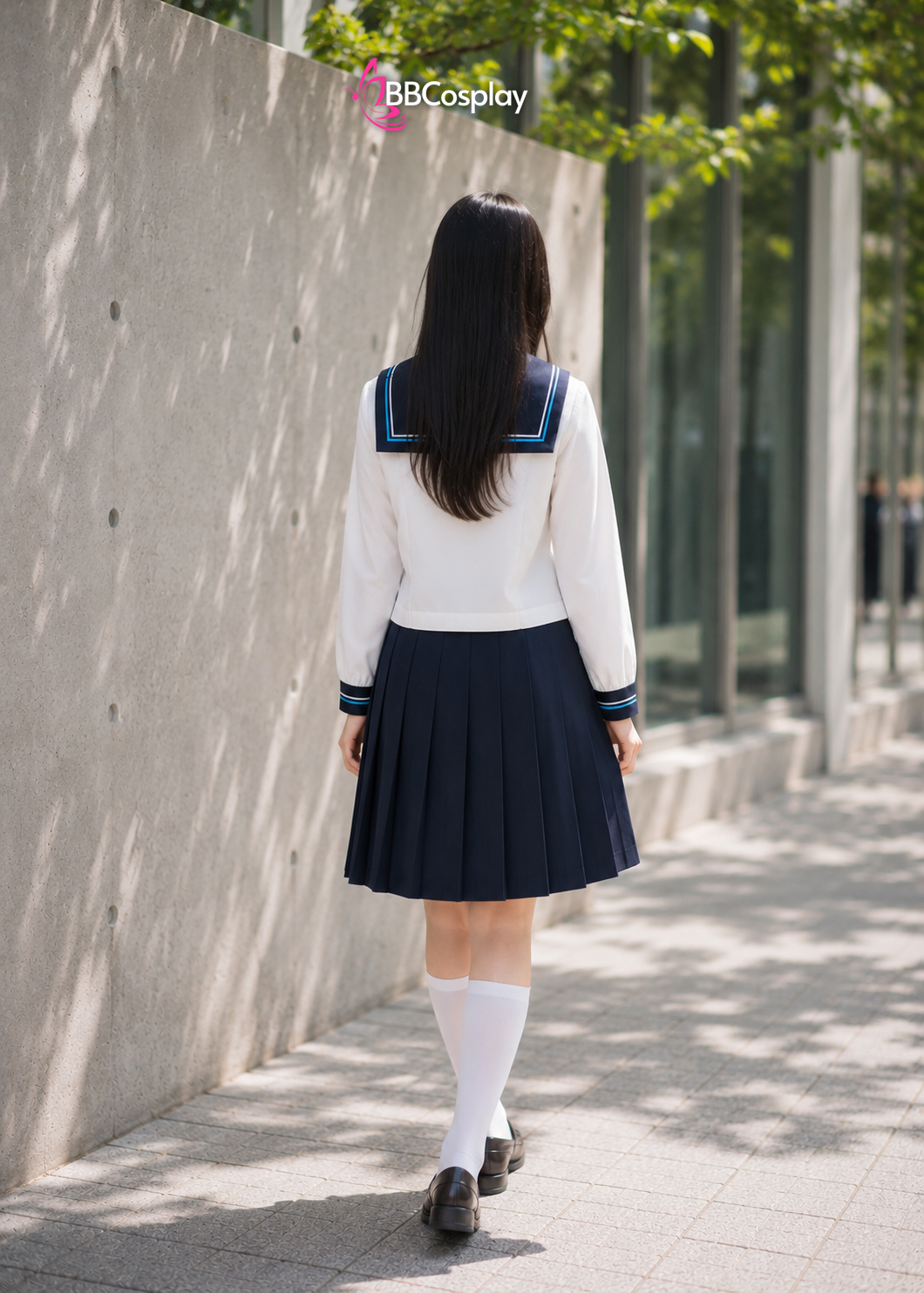 Đồ Seifuku Nữ Sinh Nhật Bản Hoa Tuyết - Cổ Áo Xanh