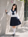 Đồ Seifuku Nữ Sinh Nhật Bản Hoa Tuyết - Cổ Áo Xanh