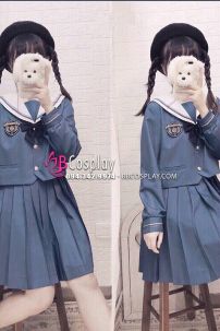 Seifuku Nữ Sinh Nhật Xanh Xám Dài Tay