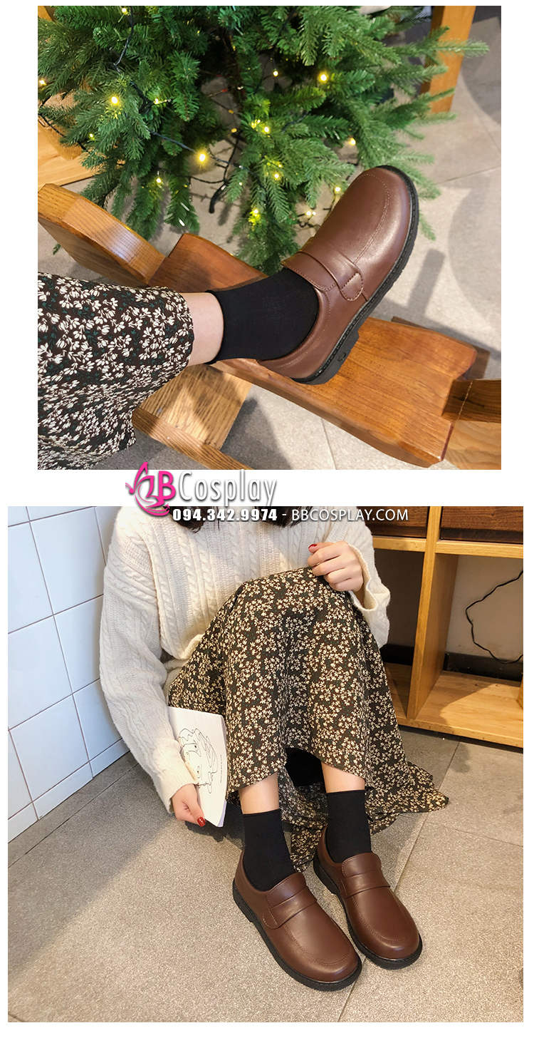Giày Nữ Sinh Nhật Bản Màu Nâu Socola Size 37-38