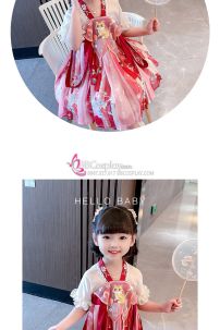 Trang Phục Công Chúa Cho Bé Hán Phục Thêu Mèo Con - Màu Đỏ