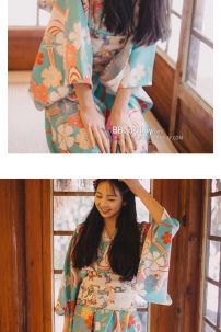 Áo Yukata Xanh Hoa Anh Đào