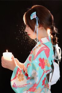 Áo Yukata Xanh Hoa Anh Đào