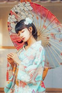 Áo Yukata Xanh Hoa Anh Đào