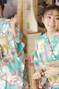 Áo Yukata Xanh Hoa Anh Đào