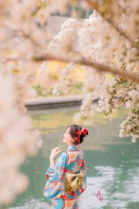 Áo Yukata Xanh Hoa Anh Đào