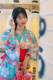 Áo Yukata Xanh Hoa Anh Đào