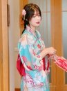 Áo Yukata Xanh Hoa Anh Đào