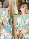 Áo Yukata Xanh Hoa Anh Đào