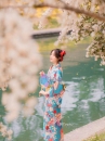 Áo Yukata Xanh Hoa Anh Đào