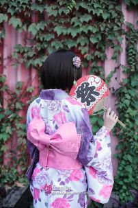 Yukata Hoa Hồng Phối Tím