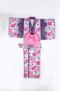 Yukata Hoa Hồng Phối Tím