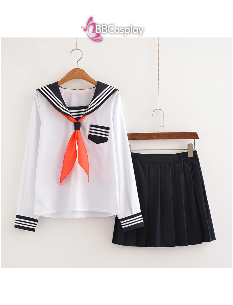 Đồ Nữ Sinh Nhật Seifuku Cơ Bản 3 Sọc Có Túi