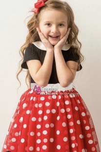 Đầm Chuột Minnie Bé Gái (Chấm Bi Nhỏ)