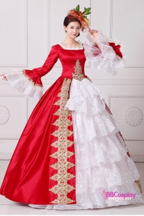 Đầm Nữ Hoàng Đỏ Phối Ren Trắng