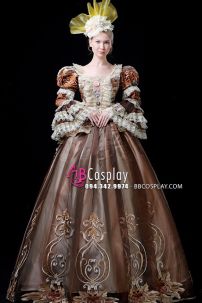 Đầm Nữ Hoàng Châu Âu Vải Thêu