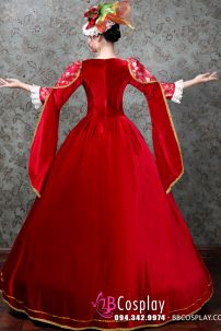 Đầm Đỏ Kiểu Châu Âu Thế Kỷ 19