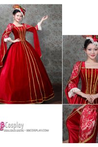 Đầm Đỏ Kiểu Châu Âu Thế Kỷ 19