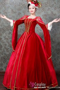 Đầm Đỏ Kiểu Châu Âu Thế Kỷ 19