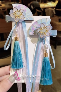 Cặp Kẹp Hoa Quạt Xanh