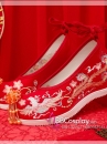 Giày Thêu Phượng Hoàng Đỏ Đế Cao 7Cm
