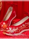 Giày Thêu Phượng Hoàng Đỏ Đế Cao 7Cm